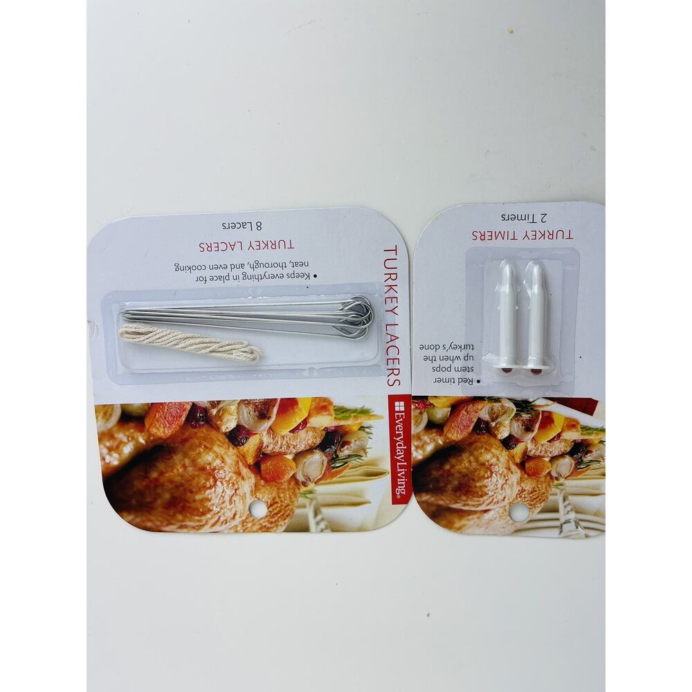 Everyday Living Stainless Steel 1 Pack Turkey 8 Lacers & 2 Turkey Timers